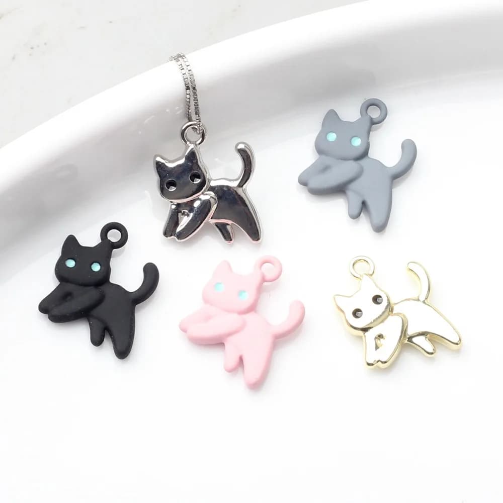 10 pcs/lot 14*16MM Cat Spray Paint Alloy Charm Pendant for World Bracelet Necklace Accessories Make By You