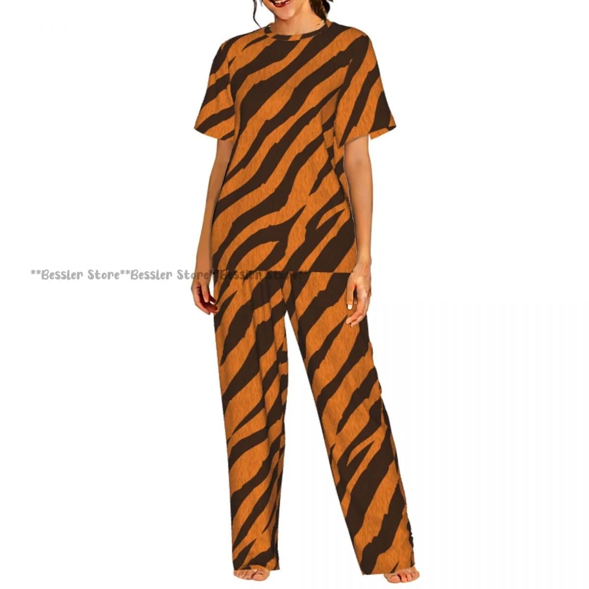 Set pigiama Tiger Skins a maniche corte da donna, abbigliamento per la casa