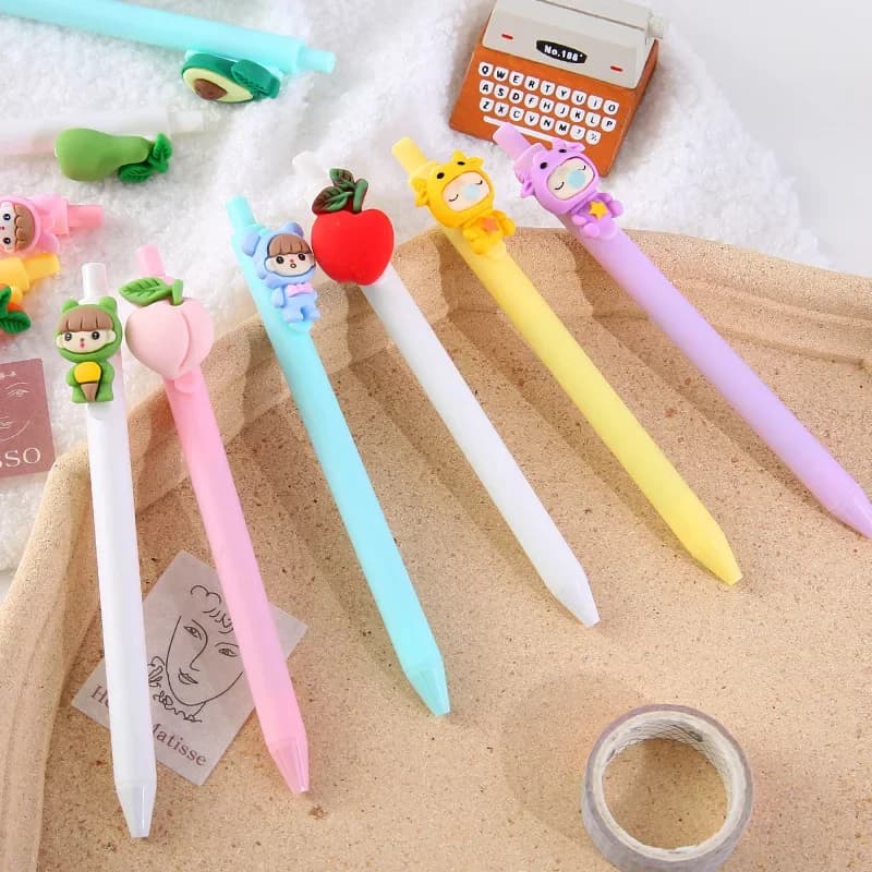 50 PZ Creativo Del Fumetto di Scrittura Studenti E Ragazze Modello di Frutta Macaron Penna Warhead 0.5mm Penna Gel Penne Gel