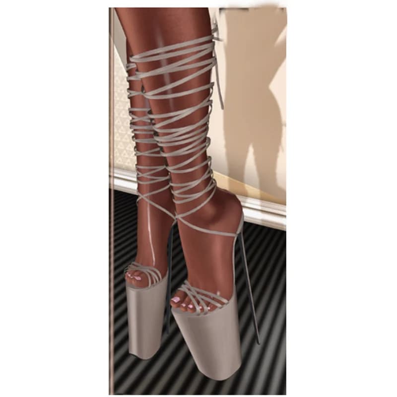 Solid Twine Hollow Platform Sandals Thin High Heel Sexy Fashionable Cool Summer Casual Big Size Woman Shoes Zapatillas Mujer