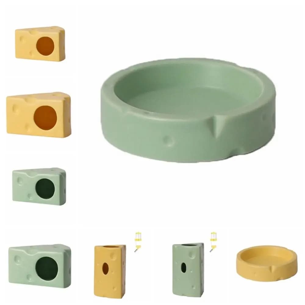 Durevole creativo criceto nascondiglio forma di formaggio piatto di alimentazione decorativo carino ceramica capanna ceramica criceto casa bevitore