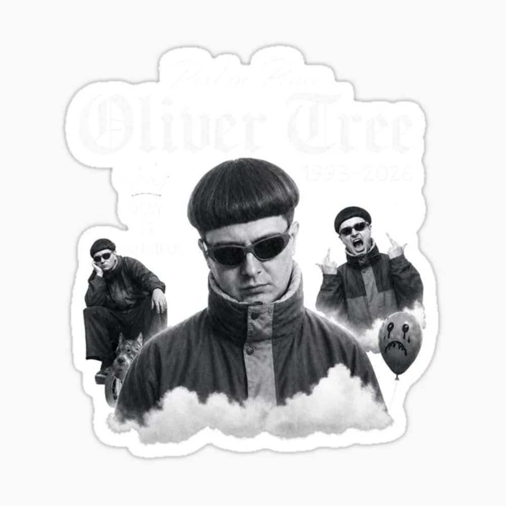 Oliver-Tree Rest In Peace 1993 to 2026 Memorial - Oliver-Tree Sticker for Laptop Decor Bedroom Car Cute Cartoon Art Fashionable