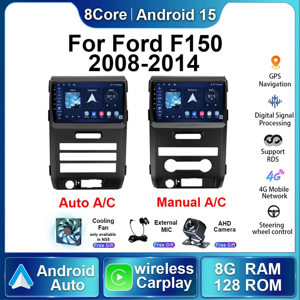 Senza Fili Carplay Autoradio Per Ford F150 P415 Raptor 2008 - 2013 2014 Android15 Autoradio Lettore Multimediale Stereo NavigationGPS