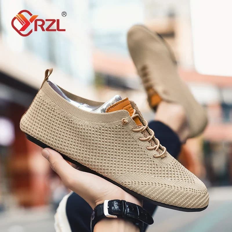 YRZL Men Shoes Lightweight Thin Bottom Casual Breathable Comfortable Walking Driving Lace Up Footwear Non Slip Loafer Men