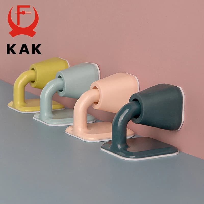 KAK Fermaporta in gomma siliconica Supporto per porta senza punzonatura Muto Silenzioso Fermaporta Buffer Ammortizzatore Fermaporta Hardware Protezione da parete