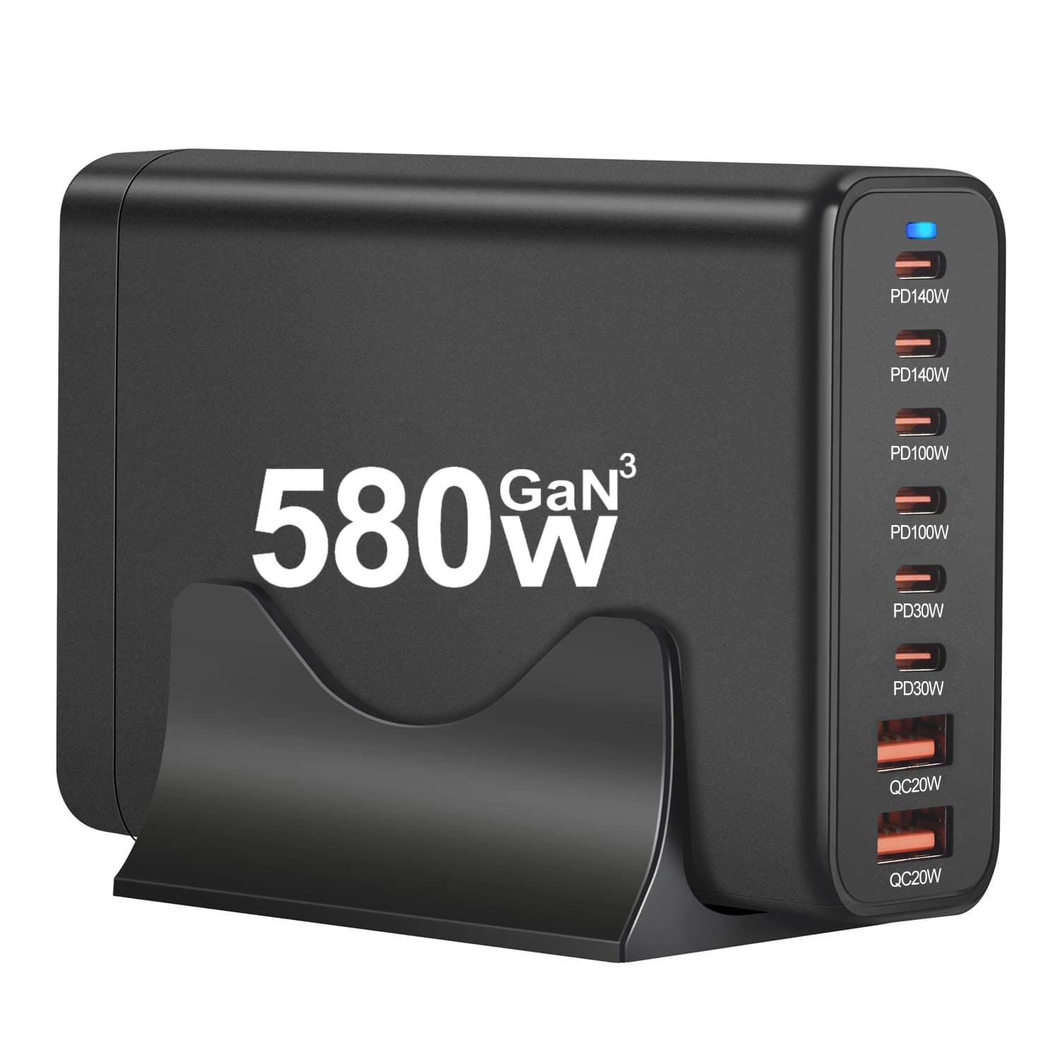 New Style 580W GaN Desktop 6C2A Charger, Cross-Border Dedicated GaN Mobile Phone Charger for Fast Charging