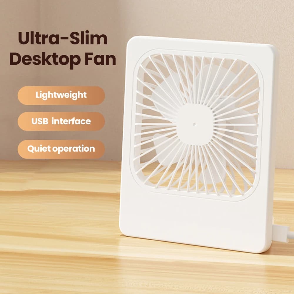Mini Ventilatore USB a 5 Pale, Silenzioso, con Cavo USB, Alimentazione Plug and Play, Piccolo Ventilatore Elettrico da Scrivania con Flusso d'Aria a 360°