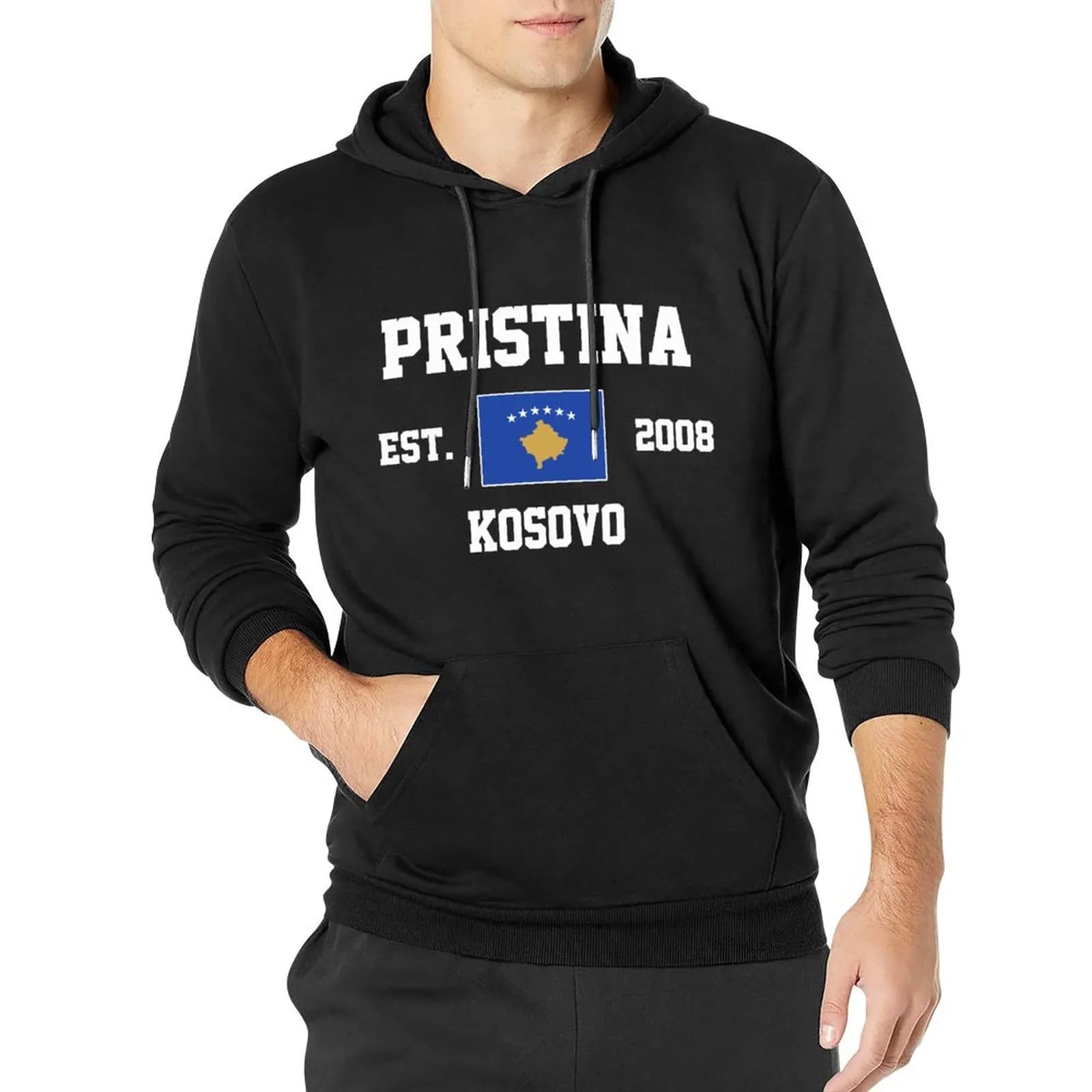 Men Women Hoodies Kosovo EST.2008 Pristina Capital Hoodie Pullover Hooded Hip Hop Sweatshirt Cotton Unisex