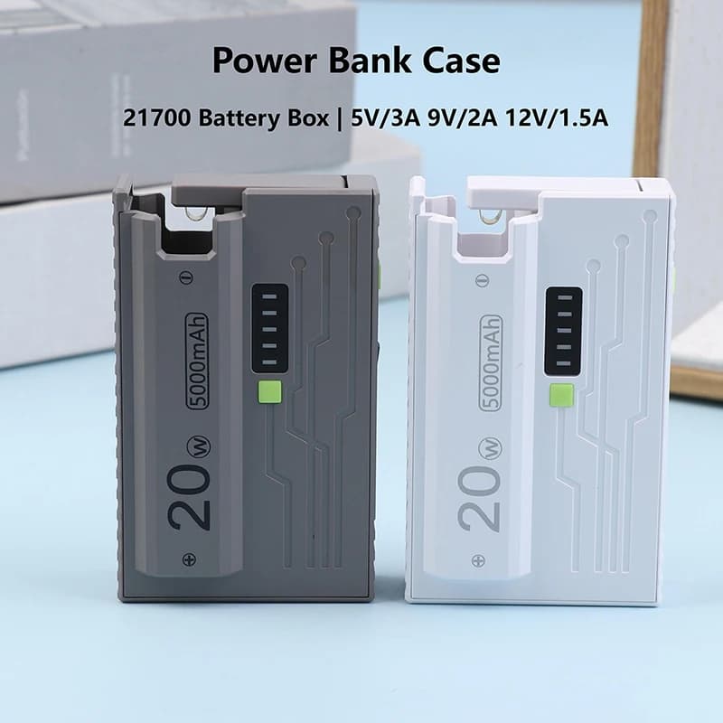 1pc 21700 Universal Battery Charger Case DIY Power Bank Box 20W Type-C Fast Charging For Mobile Phone Not Including Batteries