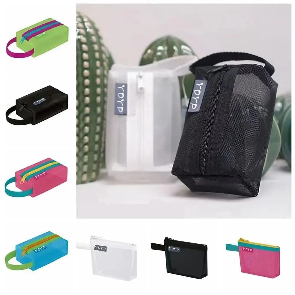 Nuova custodia portatile con cerniera Portamonete ID Carta di credito Borsa portaoggetti in rete Borsa per cosmetici Organizzatore da viaggio Borse per rossetto