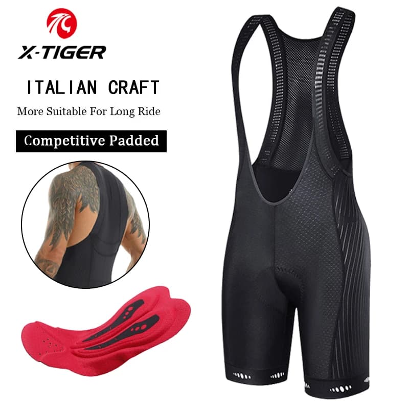 X-TIGER Cycling Shorts Pro Licra UPF50 + Mountain Bike Breathable Men's 5D Padded Riding Collant Triathlon Man Bicycle Shorts