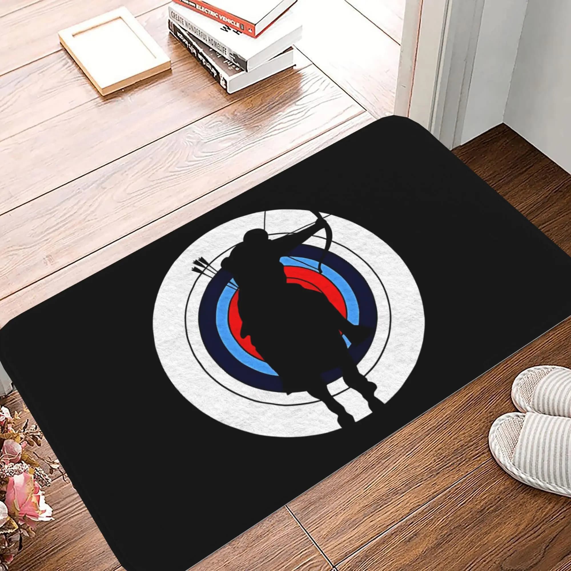 Tappetino decorativo per pavimento con design a bersaglio per tiro con l'arco - 31x20 pollici, tappeto morbido antiscivolo per ingresso e camera da letto
