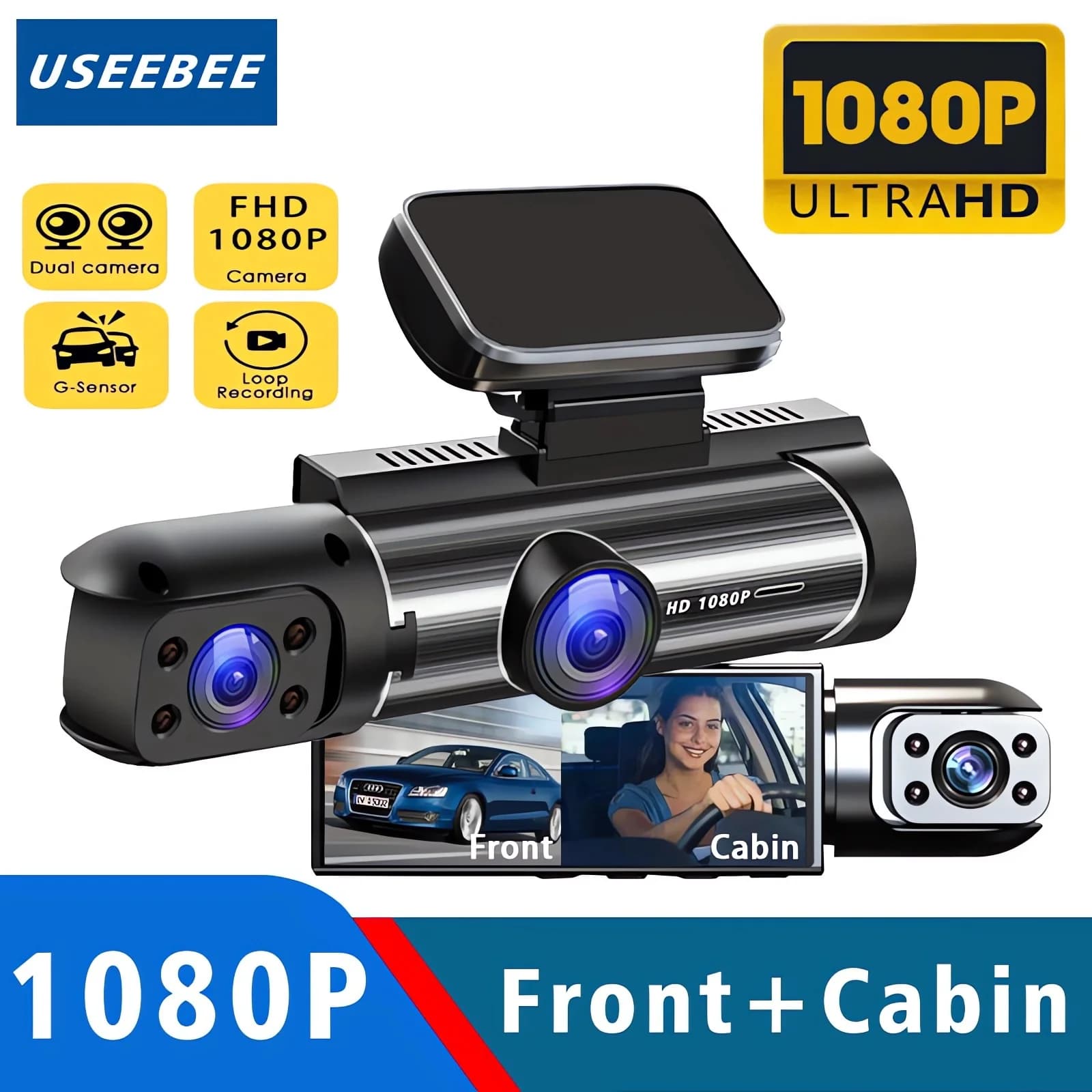 Auto DVR HD 1920*1080P Dash Camera Doppia Lente Cabina Dashcam Veicolo Video Dash Cam Drive Registratore Scatola Nera Interni Mini Dvr