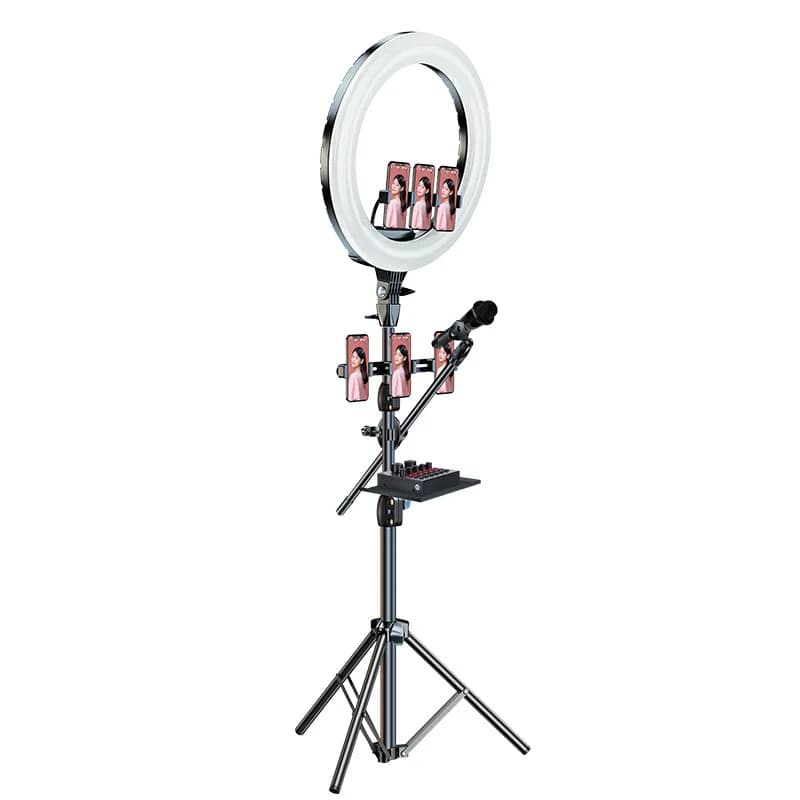 Luce di riempimento per flusso live da 18 pollici, luce di illuminazione per telefono cellulare, staffa per flusso live, luce per fotografia a led di bellezza