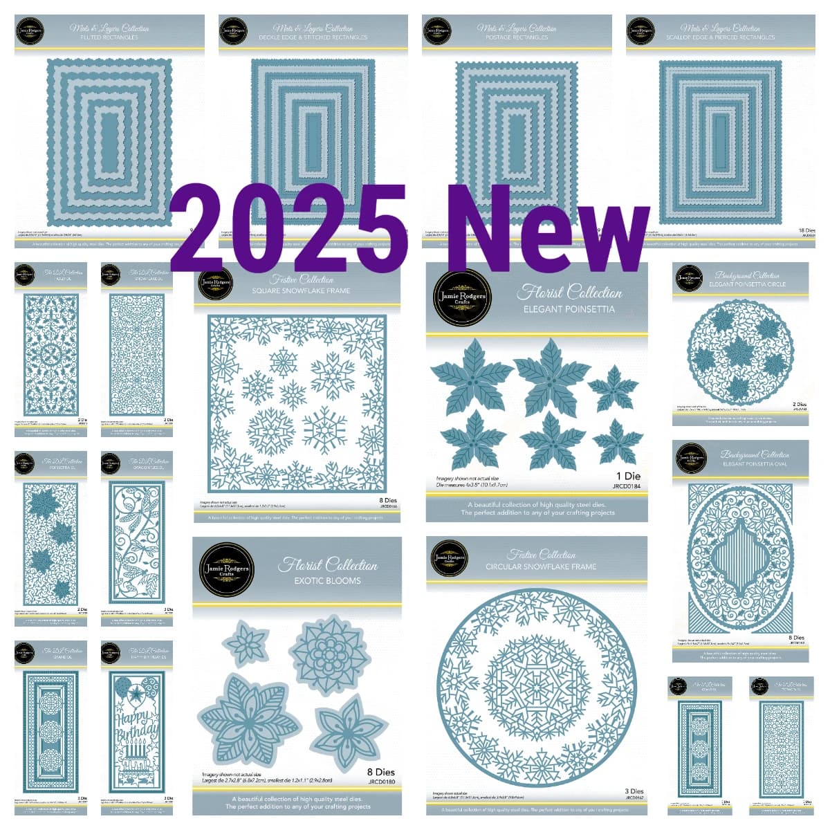2025 New Creative Expressions Die Christmas Holly Snowflake Scallop Edge Pierced Postage Rectangles Die Set DIY Scrapbook Card