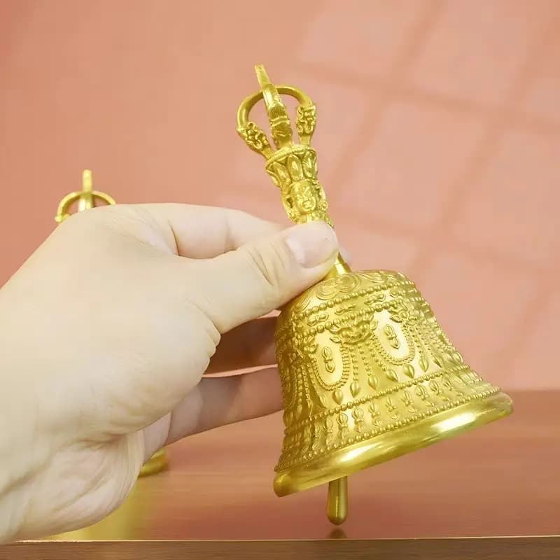 Tibet Tibetan Yellow taoist bell - daoist bell Statue Ornament Home Office Cabinet Deco Desktop Decor Figurines