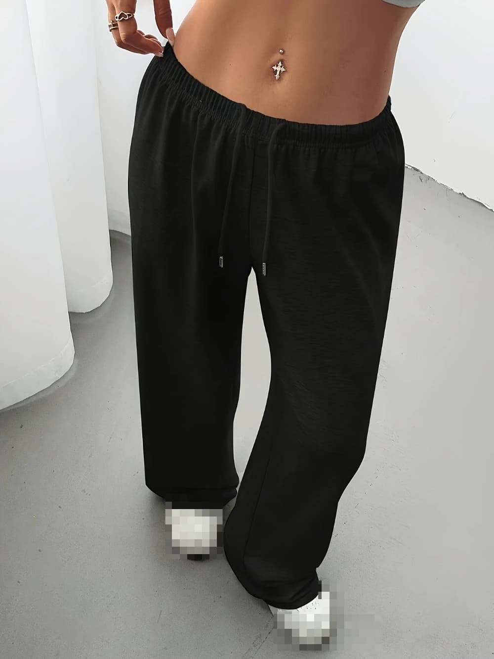 Women's Sports and Casual Pants, Simple Drawstring Running Pants for Spring, Summer, and Autumn, Wide Leg Casual Wear