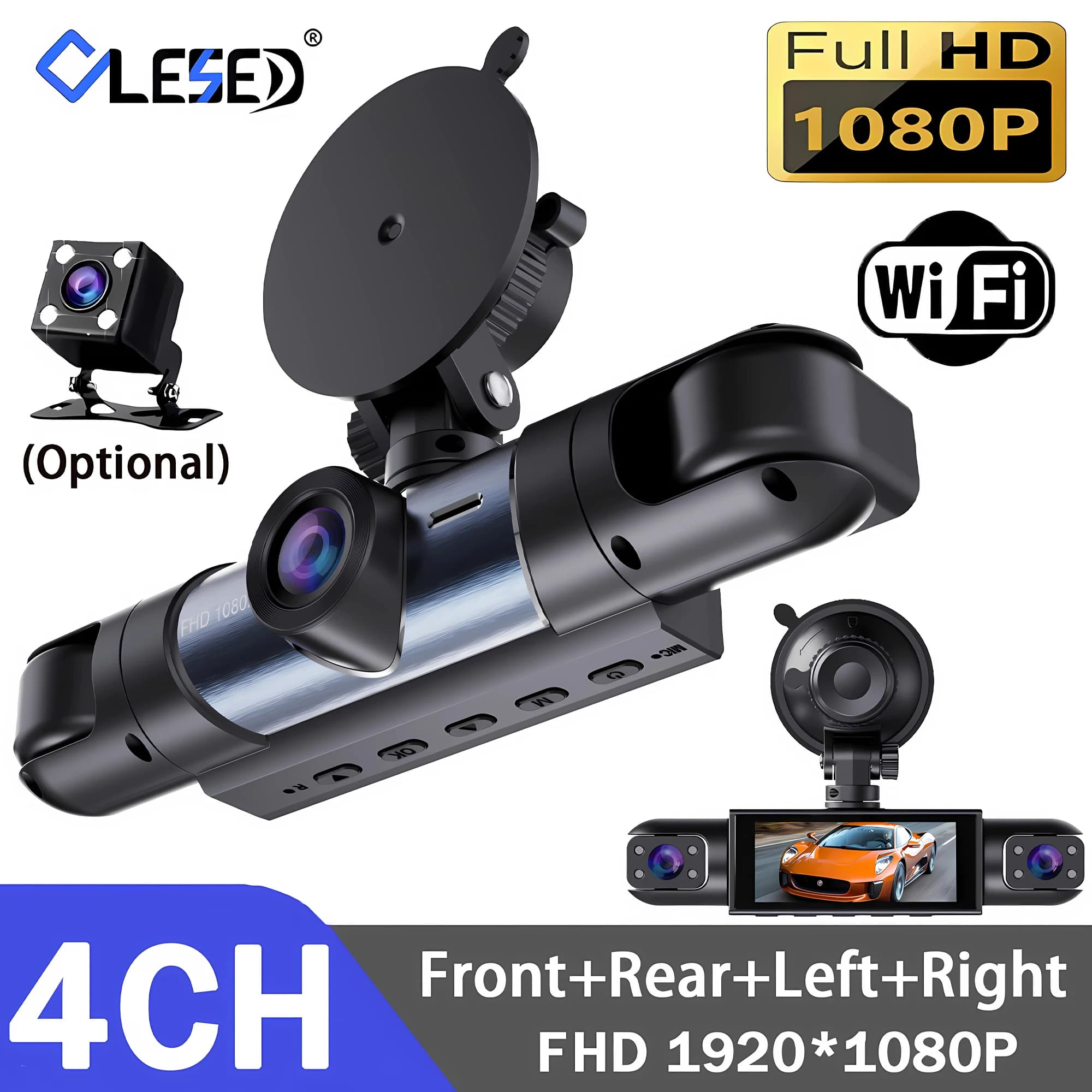 4 channels Full HD 1080P DVR for cars Wifi Dash Cam 4 cameras Dashcam Video Recorder Night vision Black Box Cabin Room 24 hours parking