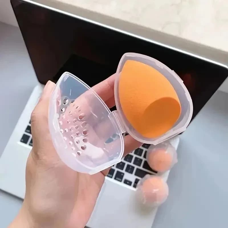 1 Pezzo Contenitore Vuoto a Forma di Uovo per Spugne da Trucco, Porta Organizer Portatile in Plastica per Puff Cosmetici e Blender, Supporto per Spugne da Trucco