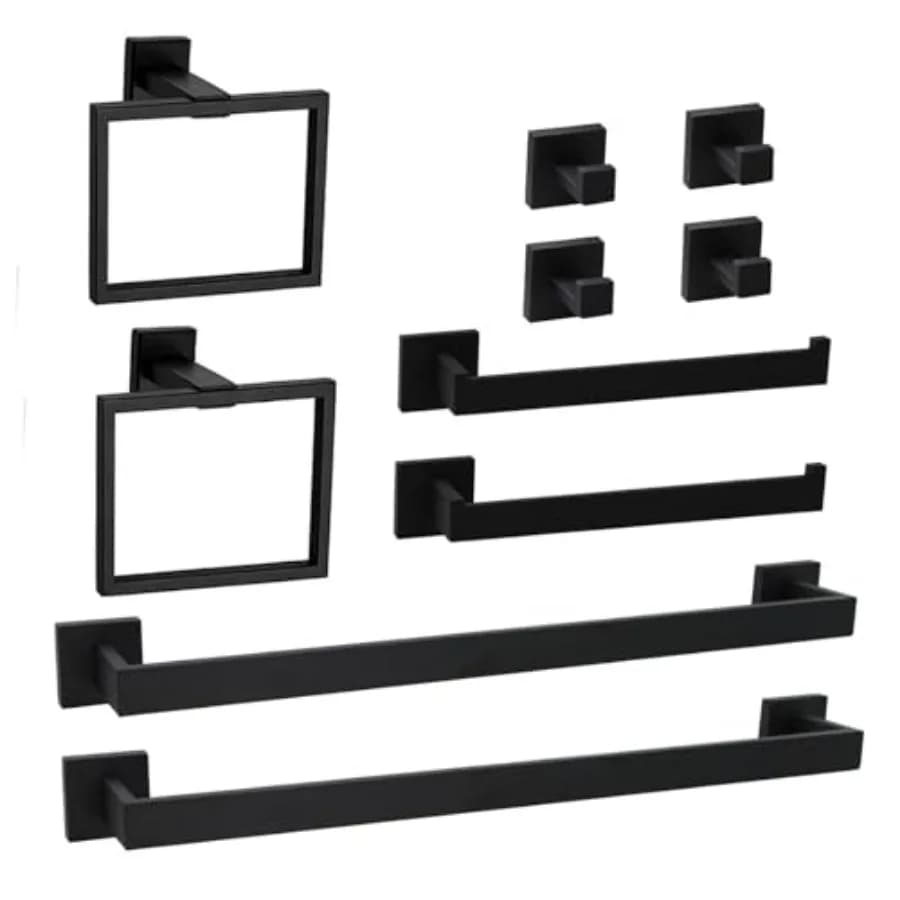 Set di accessori per il bagno da 10 pezzi, include portasciugamani, portarotolo, gancio per asciugamani, 16 pollici.