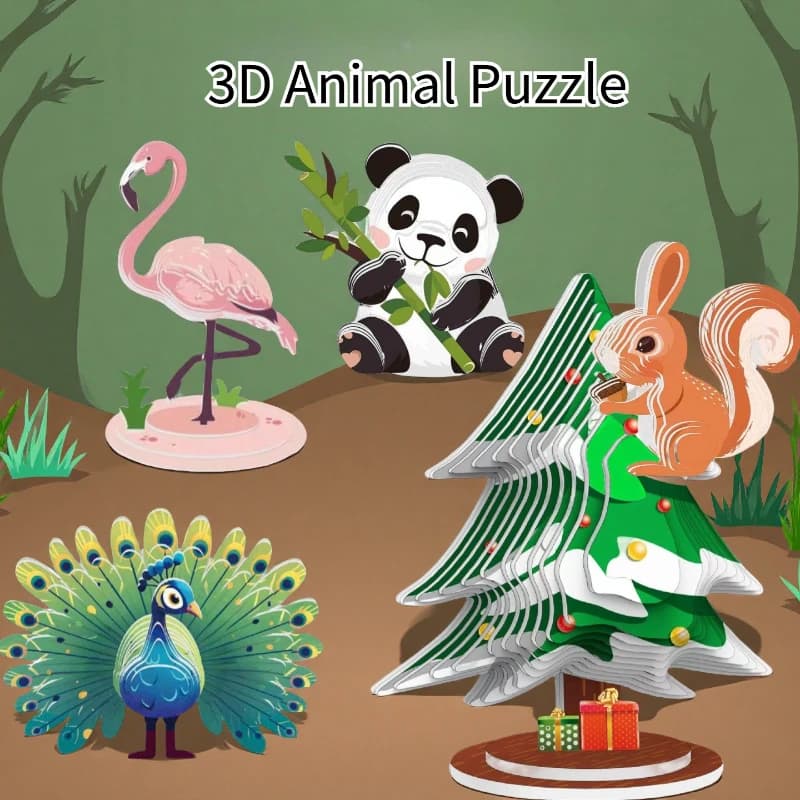 Cartone animato di carta 3d puzzle tridimensionale giocattolo mondo animale per bambini asilo fatto a mano educativo modello fai da te ornamento