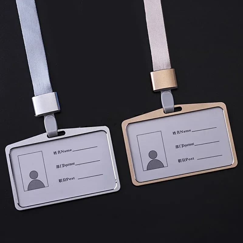 1 pz borsa di copertura della carta unisex in lega di alluminio porta carte di nome da lavoro porta badge donna uomo carta di credito custodia porta documenti bus aziendale