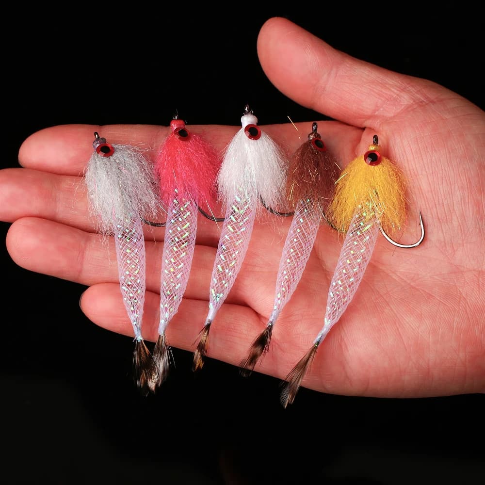 3/5 pezzi 4 # Esche da Pesca Realistiche con Occhi di Pesce 3D, Mosche Mylar Minnow, Tubo Flash, Esche Streamer per Bass, Trota, Salmone, Luccio