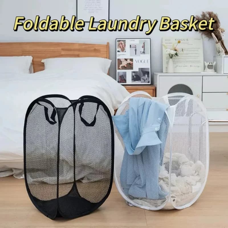Folding Dirty Laundry Sorting Basket Washing Frame Bathroom Cloth Mesh Storage Bag Frame Bucket Laundry Organizers Storage Pouch