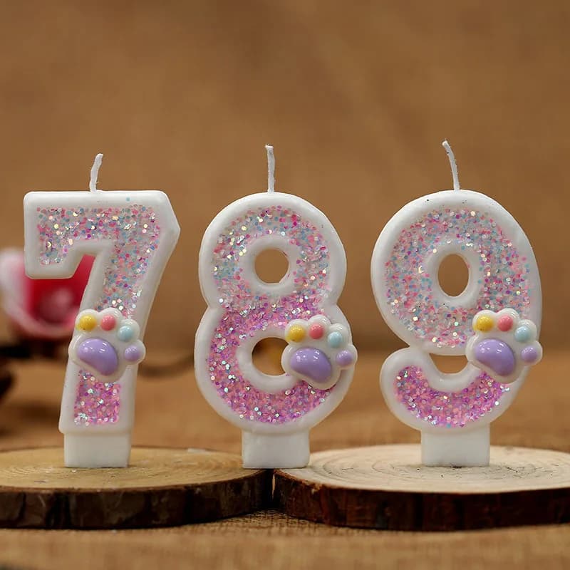 Birthday Candle Digital Candle Colorful Bear Paw Cartoon Creative Digital Candle Atmosphere Birthday Party Birthday Cake Candle