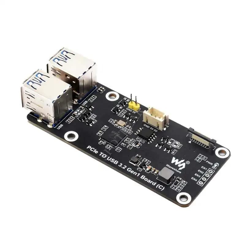 Raspberry Pi 5 PCIE to four-port USB3.2 Hub expansion board 5Gbps driver-free plug and play