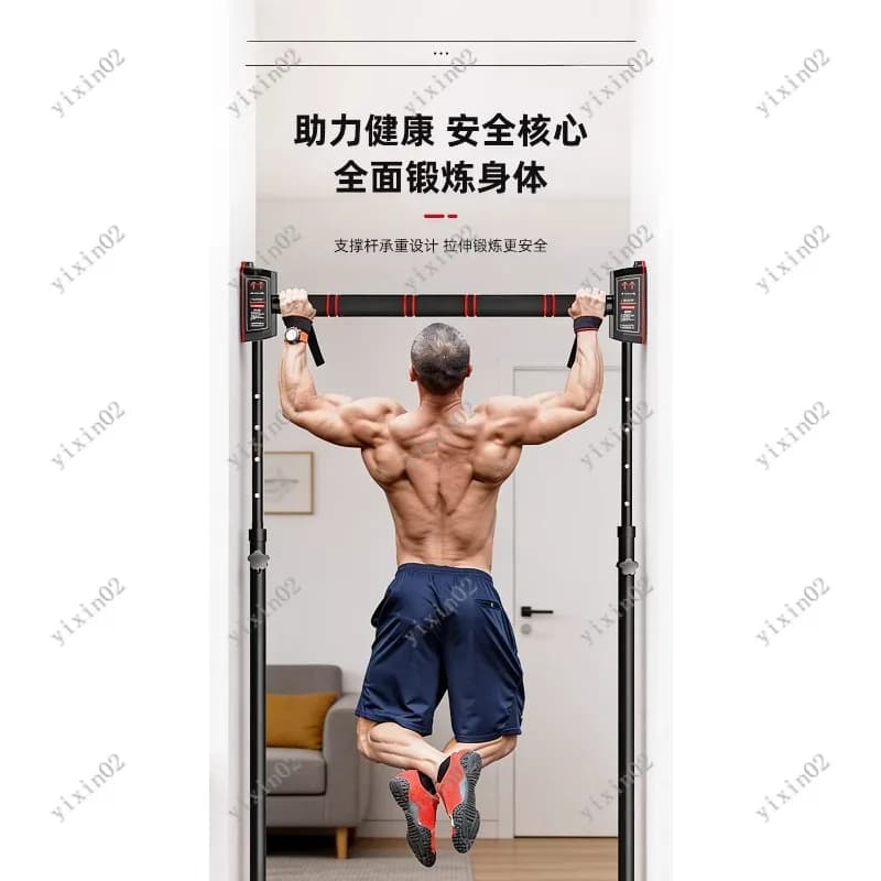 Adjustable traction bar to hang on door, fitness equipment for home exercises
