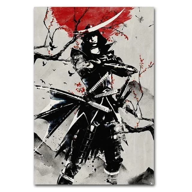 Samurai giapponese pittura a inchiostro tela poster stampe anime samurai giapponese immagini di arte della parete per soggiorno decorazioni per la casa senza cornice