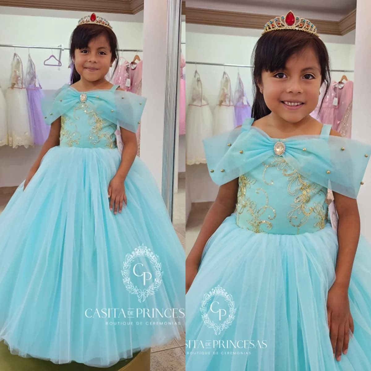 Abiti da ragazza di fiori da principessa azzurri Abiti da ballo personalizzati Abiti da battesimo per spettacoli di Natale per bambine