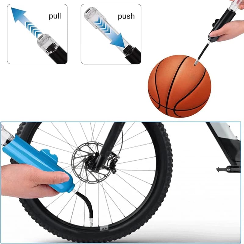 B48B-Pompa d'aria portatile a mano per calcio gonfiabile, basket, pallavolo, calcio, piscina, galleggianti, pneumatici per bici, 2 pompe per palline
