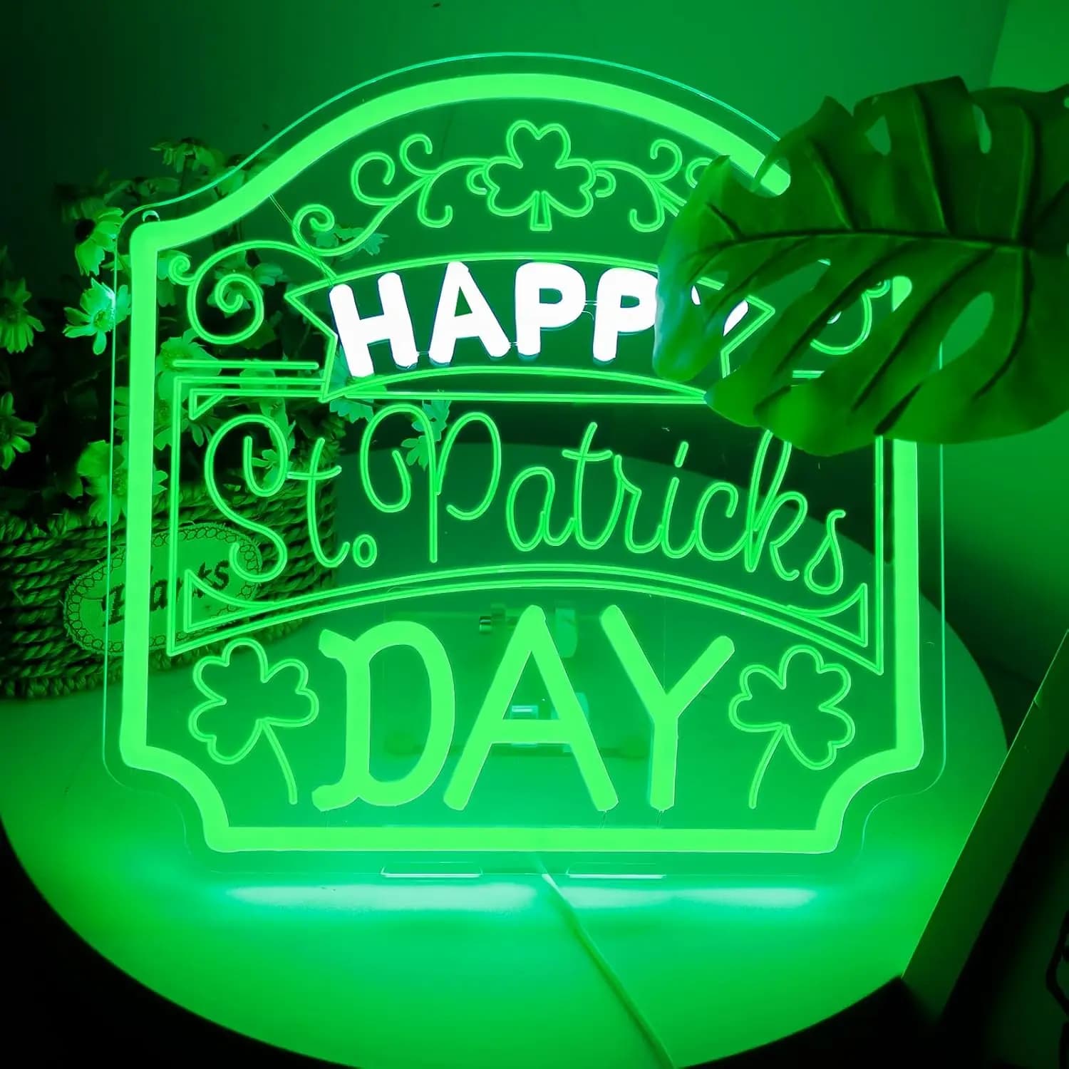 Insegna al Neon Artistica per la Festa di San Patrizio, Luce LED USB a Forma di Trifoglio per Bar, Sale Giochi, Decorazioni per Camera da Letto, Regalo Personalizzato