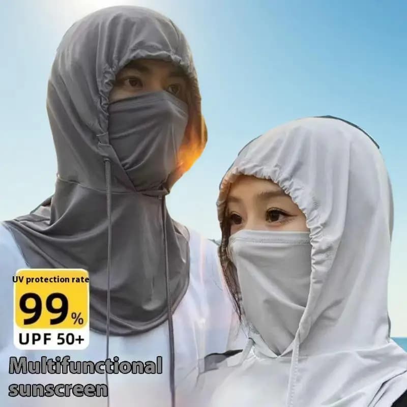 New Breathable Sunscreen Mask With Hat Brim Ice Silk Sun Shade Men Women Cover Full Face Neck Protection For Outdoor Cycling