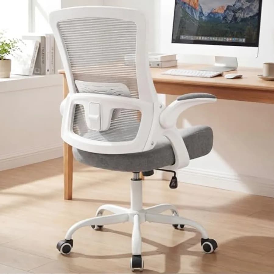 Sedia da Ufficio Ergonomica con Schienale Alto, Sedia da Scrivania in Rete, Comoda Sedia da Gaming per Computer con Supporto Lombare Regolabile e Braccioli Ribaltabili