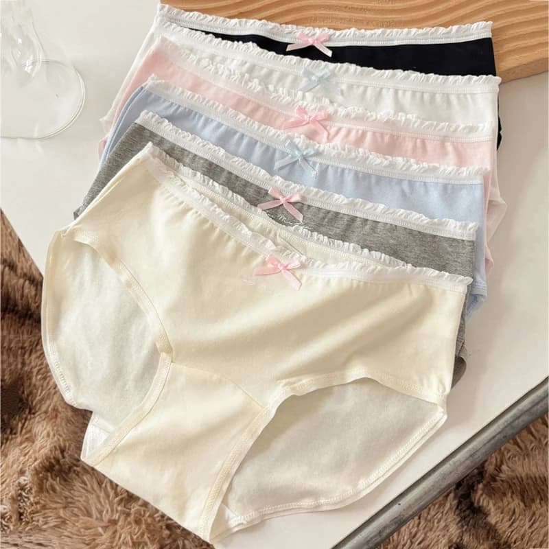 6-Piece Thin Cotton Women's Breathable Panties With No Trace, Mid Waist Casual Underwear, Women's Sexy Panties