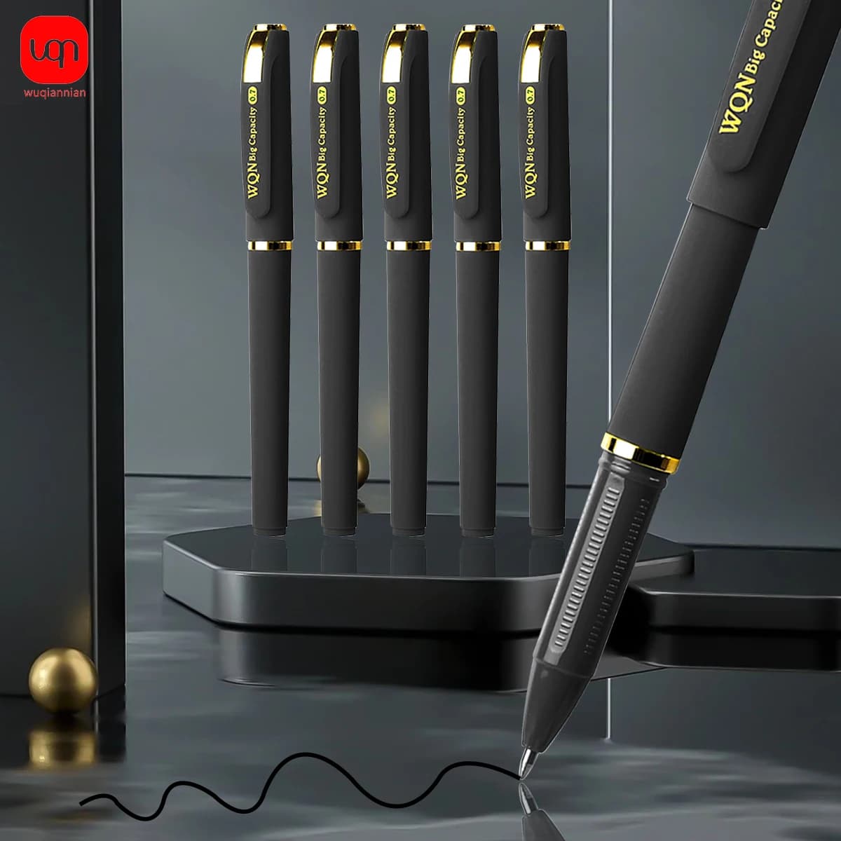 WQN-4/8/12PCS squisita penna gel nera pennino da 0,7 mm inchiostro nero di grande capacità senza inceppamento adatto per la scrittura e le forniture per ufficio