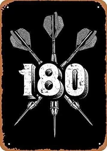 Funny Tin Sign Metal Tin Sign Vintage Look Darts 180 Arrows Plate Poster Vintage Cute Metal Sign Gift Bedroom Retro Novelty C
