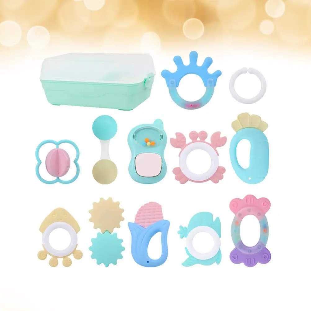Set di 12 Sonagli Massaggiagengive per Neonati e Bambini, Forme Assortite, per Massaggio Gengivale e Sviluppo