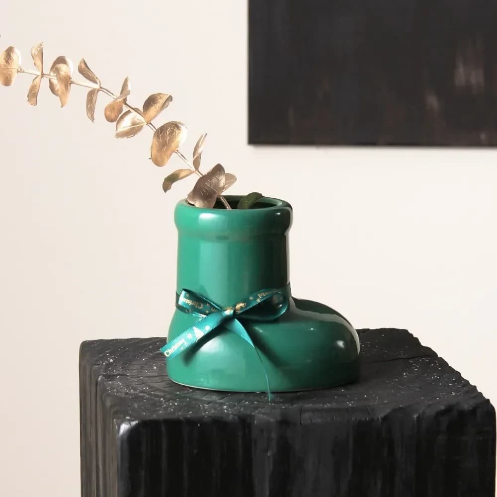 Ceramic Pen Holder, Desktop Makeup Brush, Storage Cylinder, Big Red Shoes, Small Vase, Cute Ornament, Red Pen Organizer