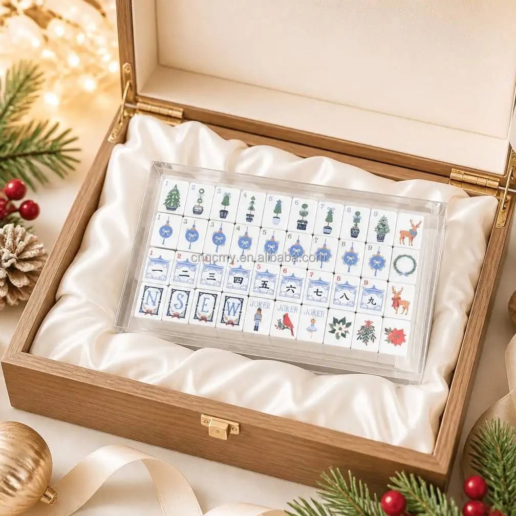 160 Pieces Luxury Modern American Mahjong Tiles 4 Layer Acrylic Eco-Friendly Durable Foldable Portable Camping Christmas Holiday