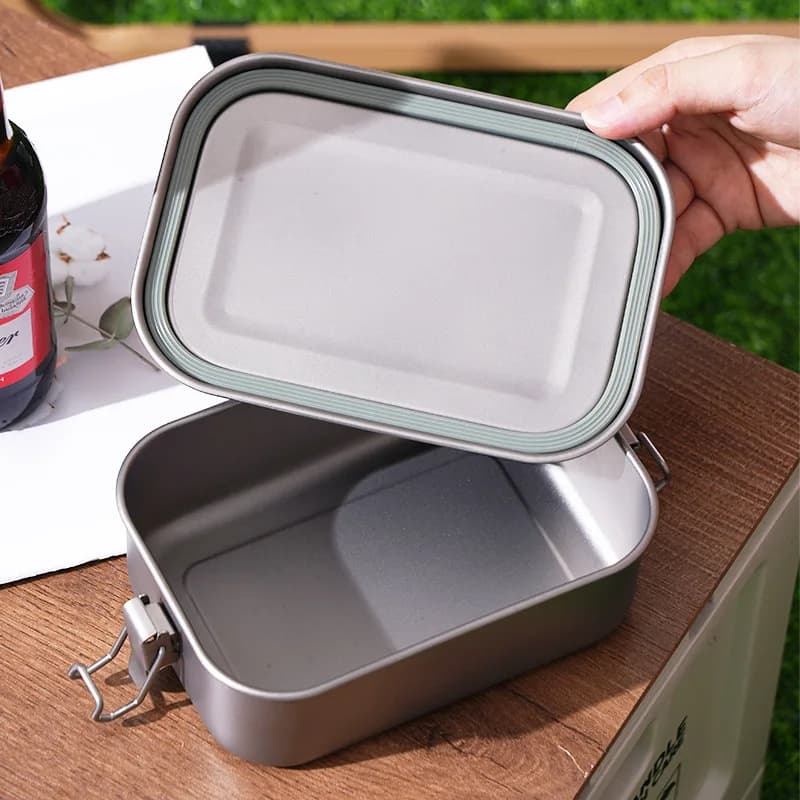 Outdoor Pure Titanium Lunch Box Sealed Camping Bento Picnic Portable High-end Titanium Lunch Box