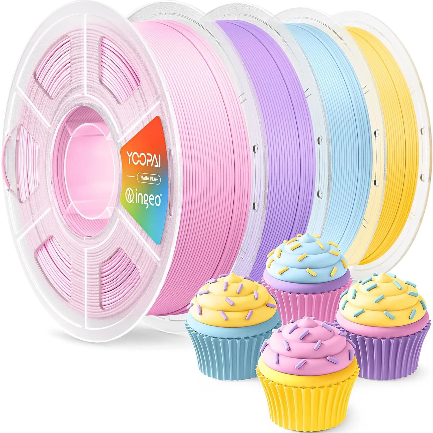 PLA+ Matte Filament 1.75mm, 4KG (8.8lbs) 3D Printer Filament, Dimensional Accuracy +/- 0.02 mm, 4 Colors