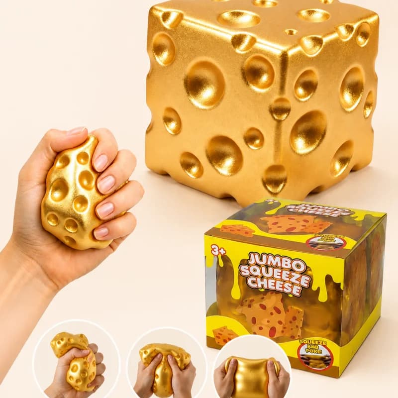 Luxury Gold Cheese Squishy Stress Relief Toy Jumbo Soft Slow Rising Squeeze Toy Sensory Fidget Gift for Kids Adults