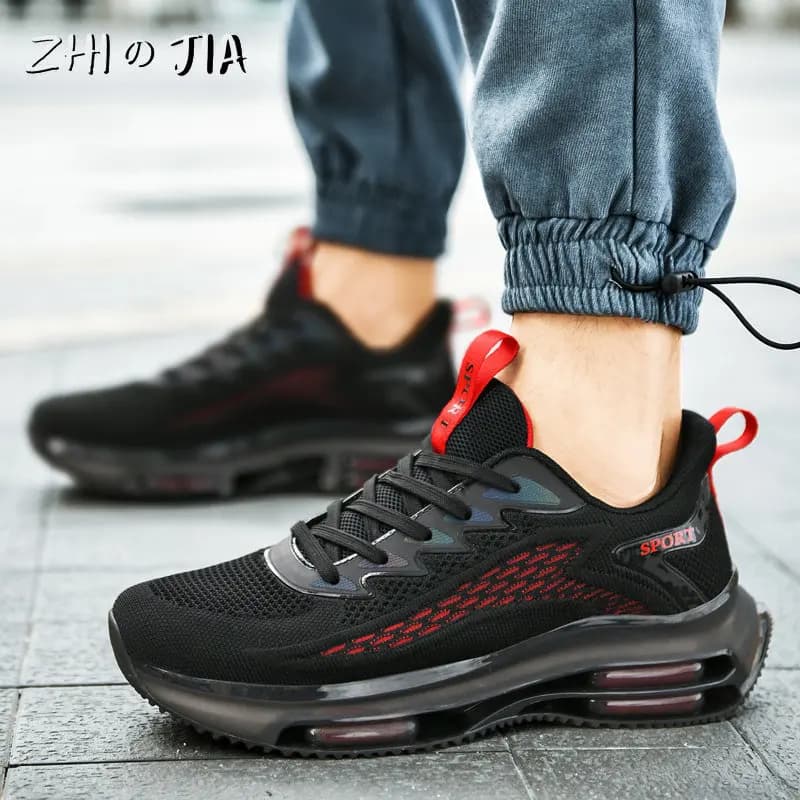 Scarpe da ginnastica estive da uomo 2026 in maglia traspirante, casual, con ammortizzazione ad aria rialzata, per corsa e fitness all'aperto