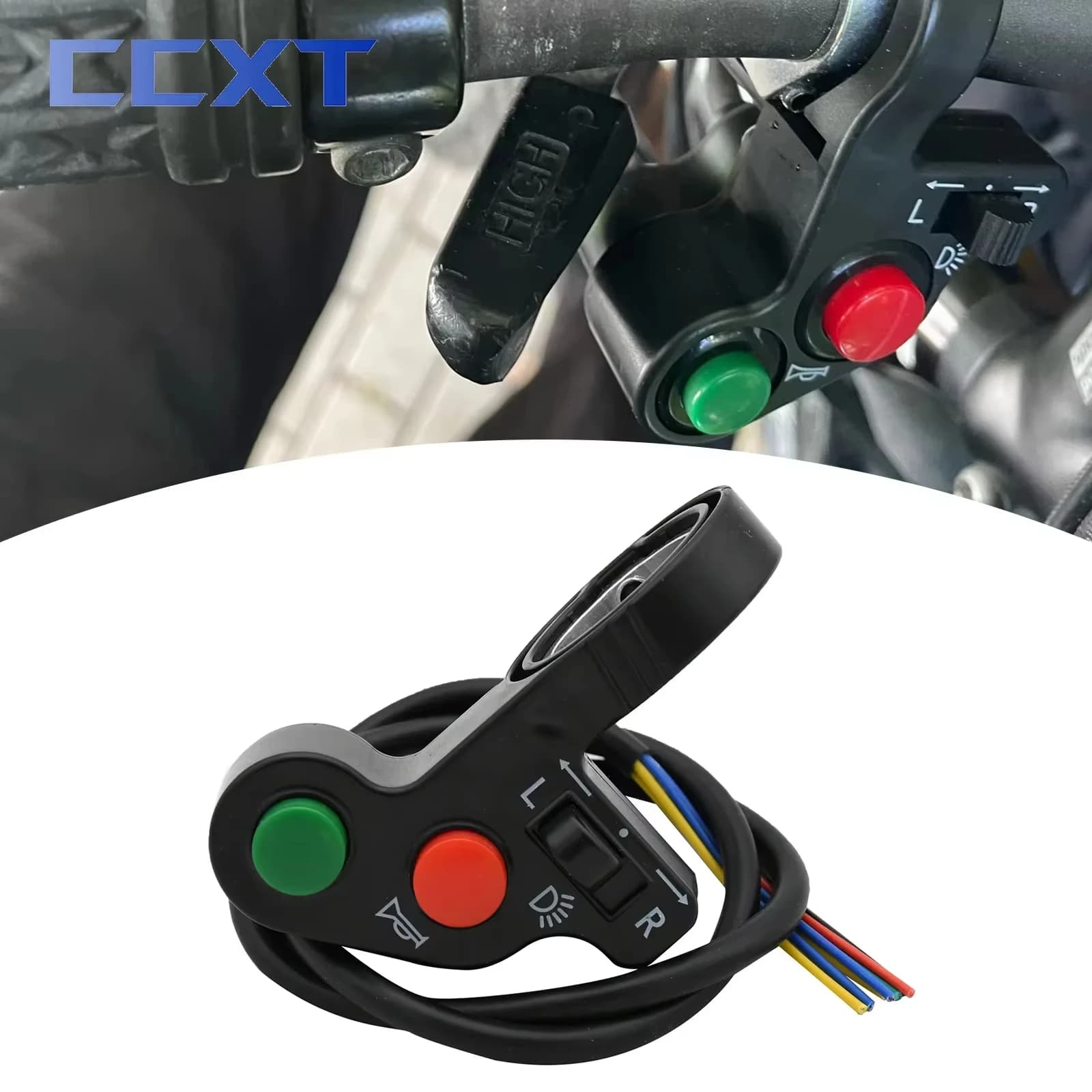 Switch Handlebar Moto 22mm, ON/OFF Clacson Button and Direction Indicators for Bike Scooter ATV Kawasaki KTM Honda Yamaha etc.