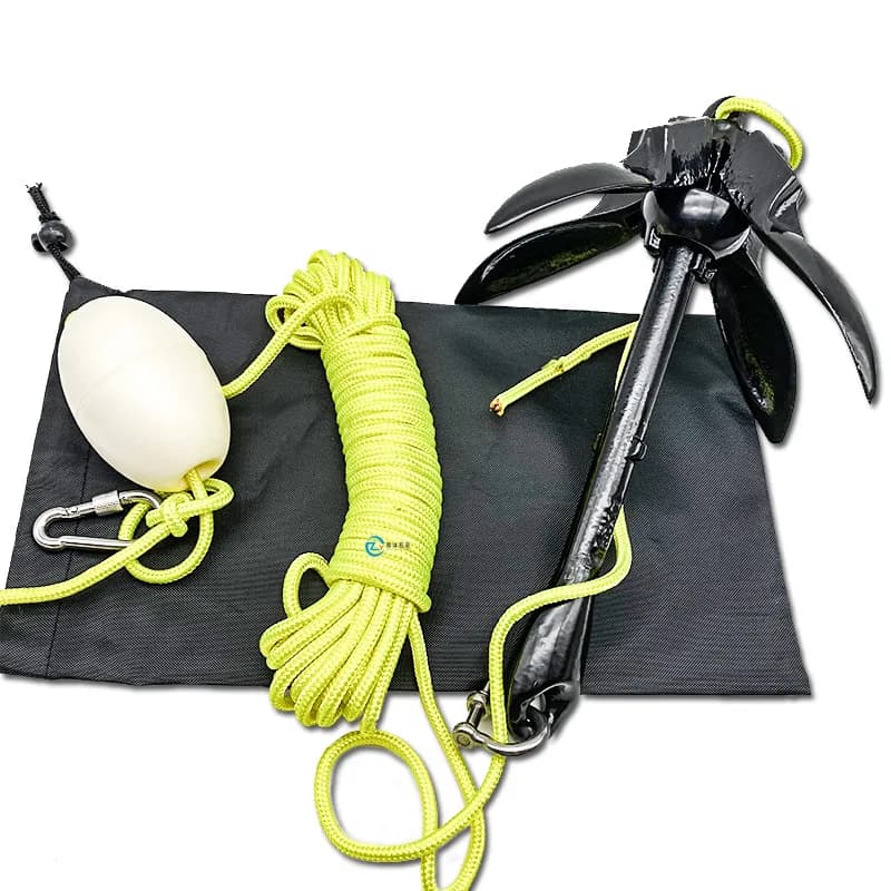 Ancoraggio per kayak zincato a caldo, kit verde per ancoraggio per barca per kayak da 5,5 libbre hardware marino, ancoraggio pieghevole portatile con kit boa