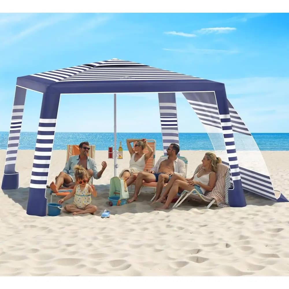 Cabana, tenda da spiaggia 8 * 8T con protezione UP50+, facile da montare, resistente al vento, con portabicchieri, tenda da spiaggia compatta pieghevole B